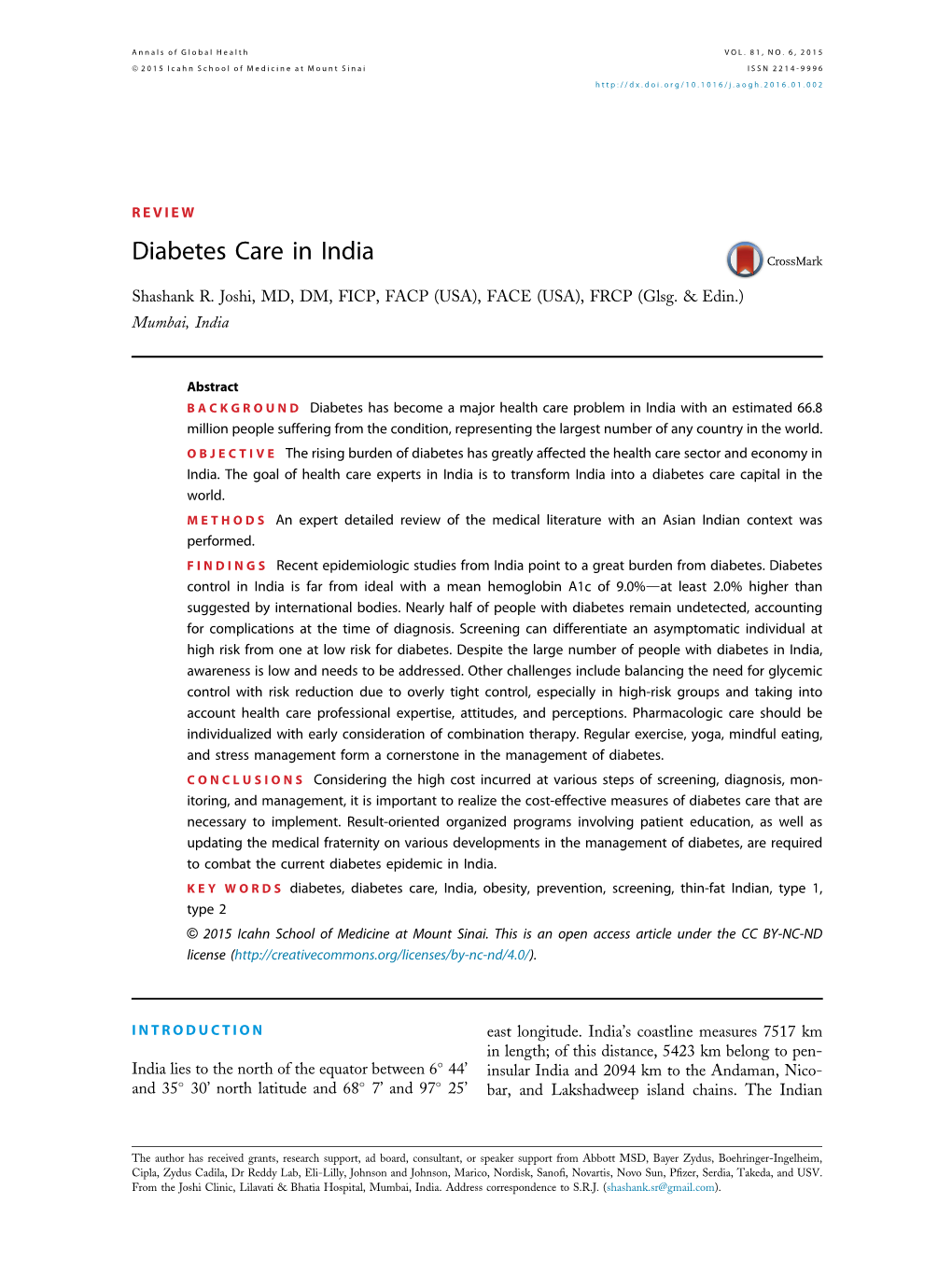 Diabetes Care in India