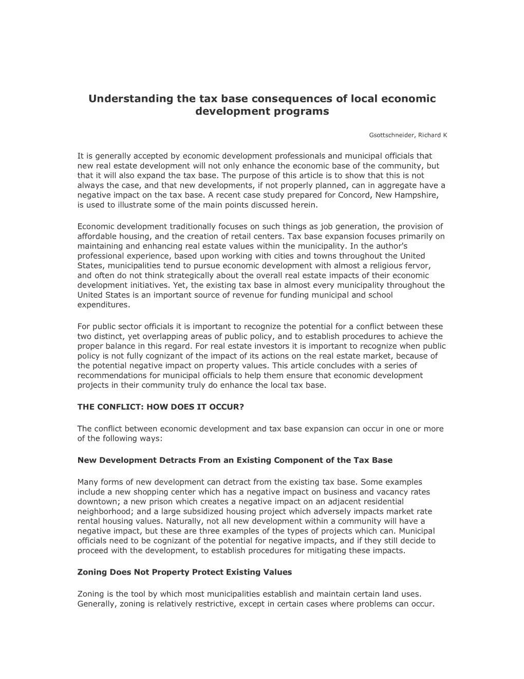 Understanding the Tax Base Consequences of Local Economic Development Programs