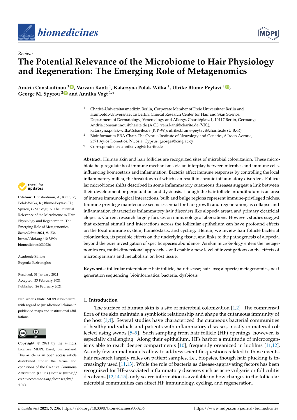 The Potential Relevance of the Microbiome to Hair Physiology and Regeneration: the Emerging Role of Metagenomics