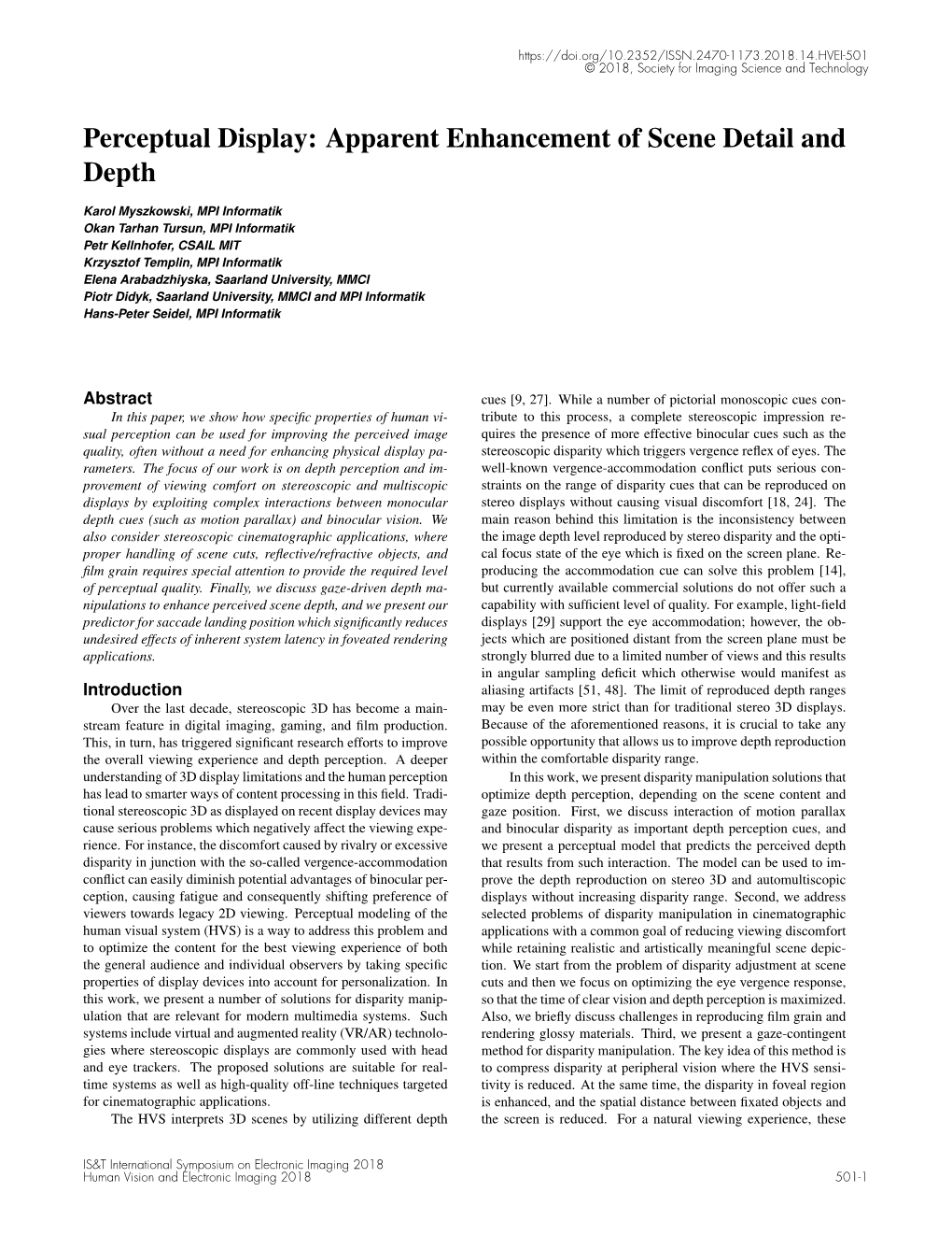 Perceptual Display: Apparent Enhancement of Scene Detail and Depth