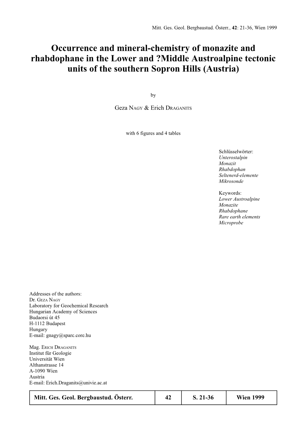 Occurrence and Mineral-Chemistry of Monazite and Rhabdophane in the Lower and ?Middle Austroalpine Tectonic Units of the Southern Sopron Hills (Austria)