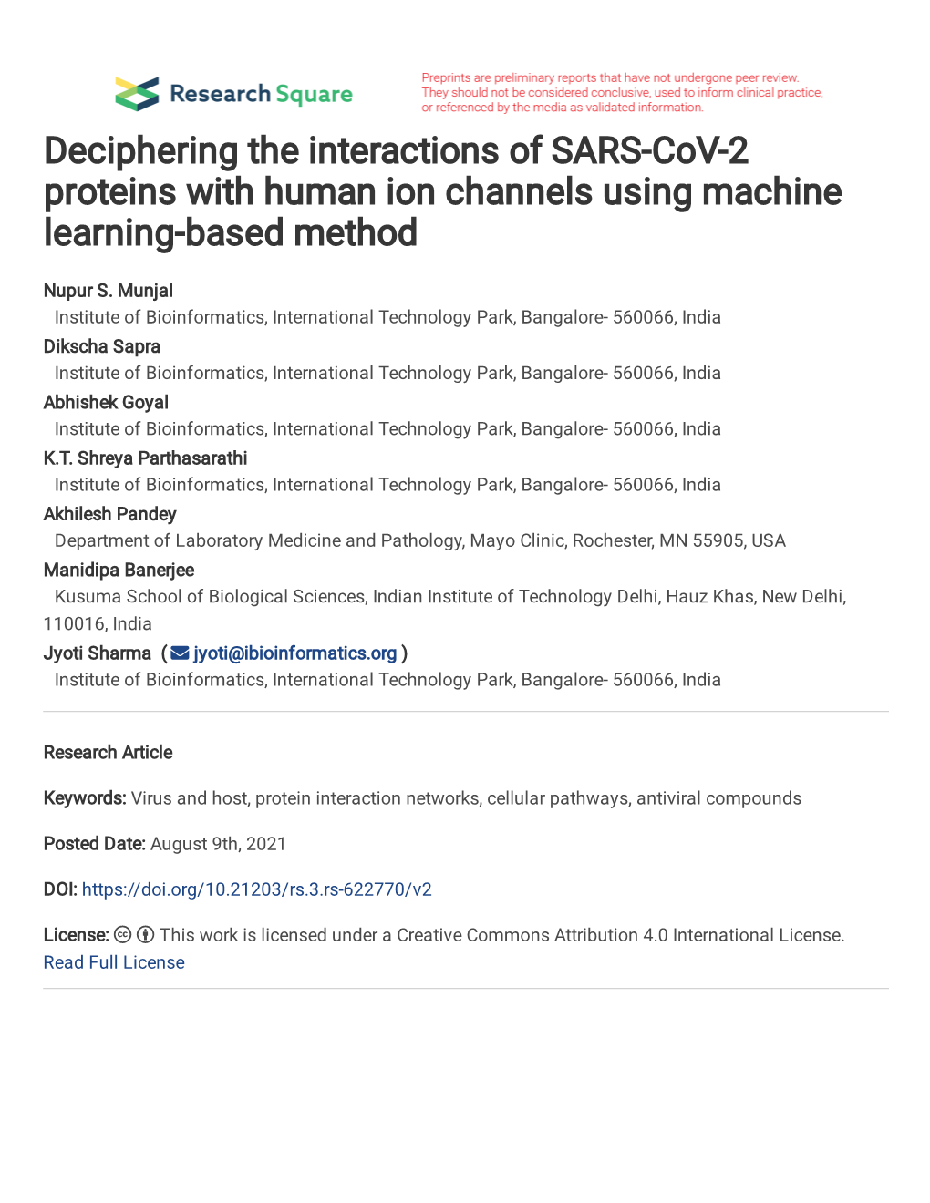 Deciphering the Interactions of SARS-Cov-2 Proteins with Human Ion Channels Using Machine Learning-Based Method