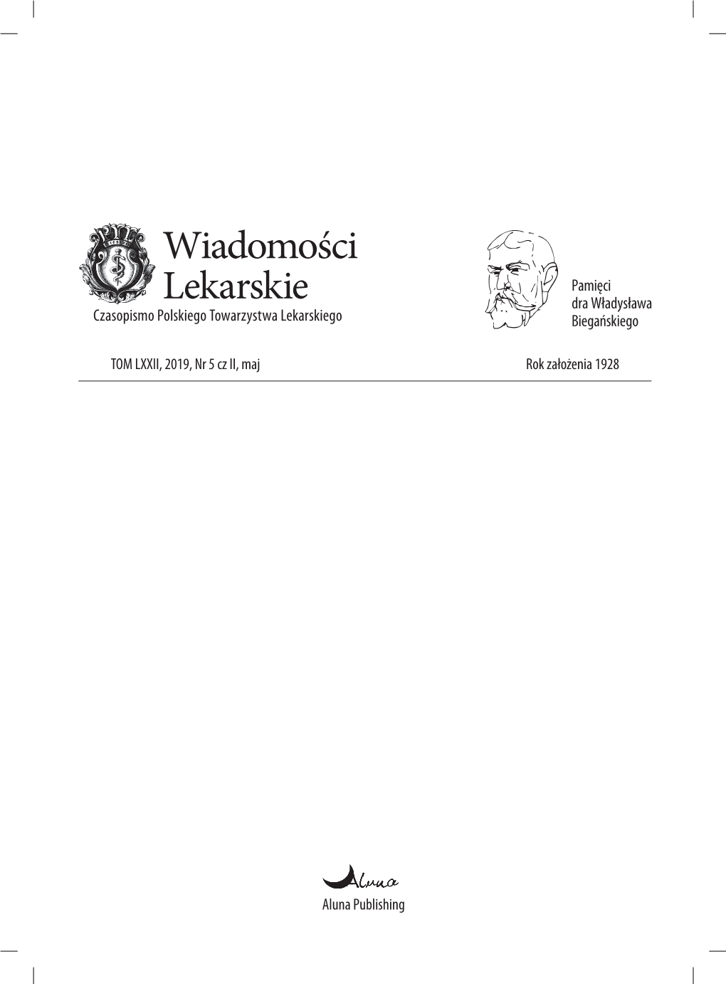 TOM LXXII, 2019, Nr 5 Cz II, Maj Rok Założenia 1928 Aluna Publishing