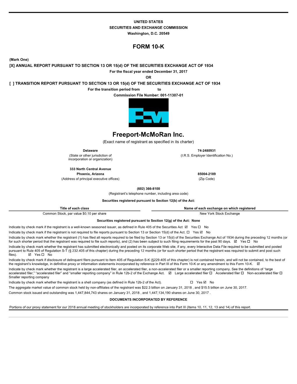 Freeport-Mcmoran Inc. (Exact Name of Registrant As Specified in Its Charter)