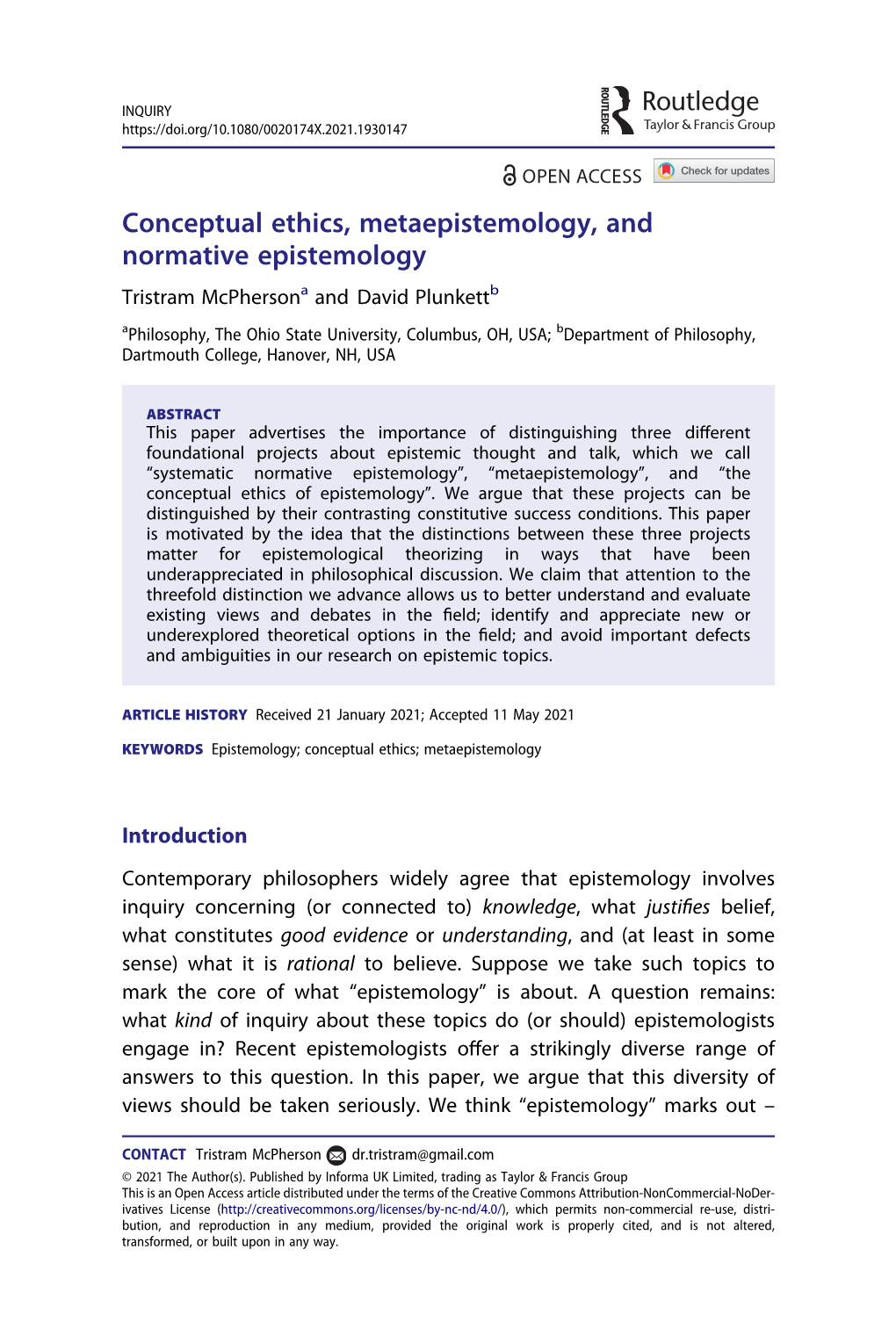 Conceptual Ethics, Metaepistemology, and Normative Epistemology