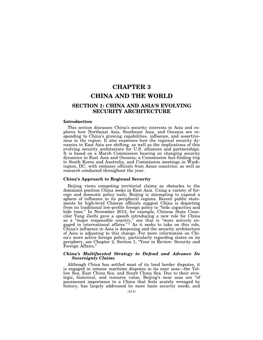 Chapter 3 China and the World Section 1: China and Asia’S Evolving Security Architecture