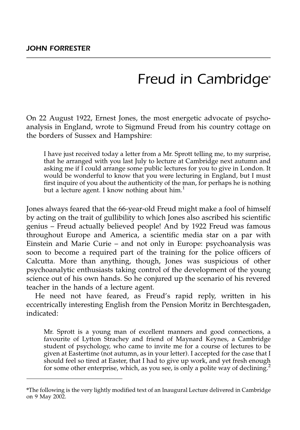 Freud in Cambridgen