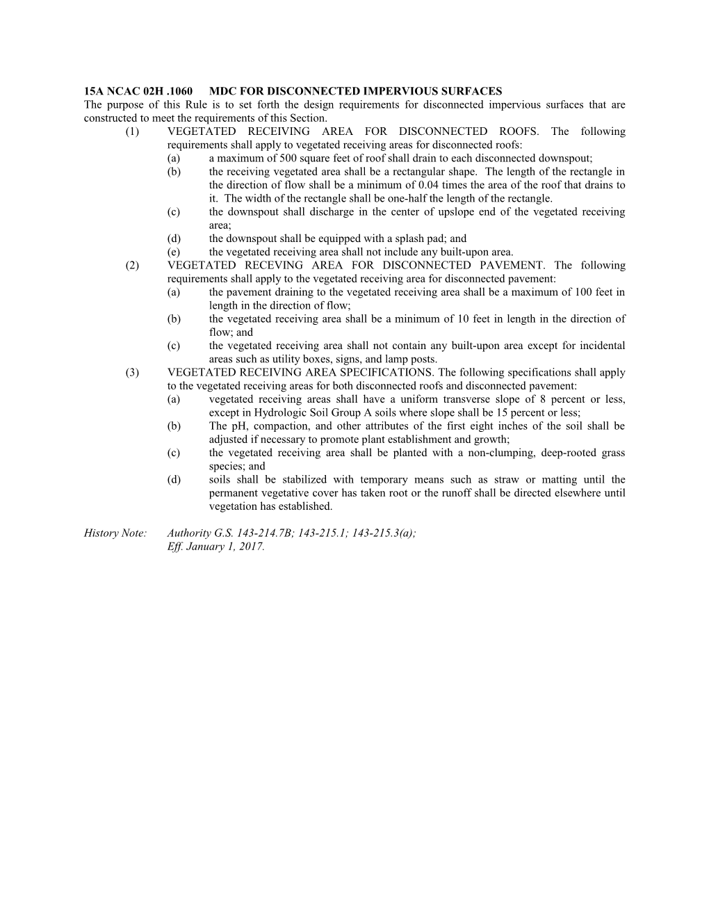 15A Ncac 02H .1060 Mdc for Disconnected Impervious Surfaces