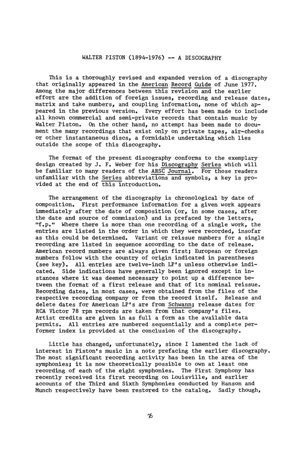 ARSC Journal, for Those Readers Unfamiliar with the Series Abbreviations and Symbols, a Key Is Pro­ Vided at the End of This Introduction