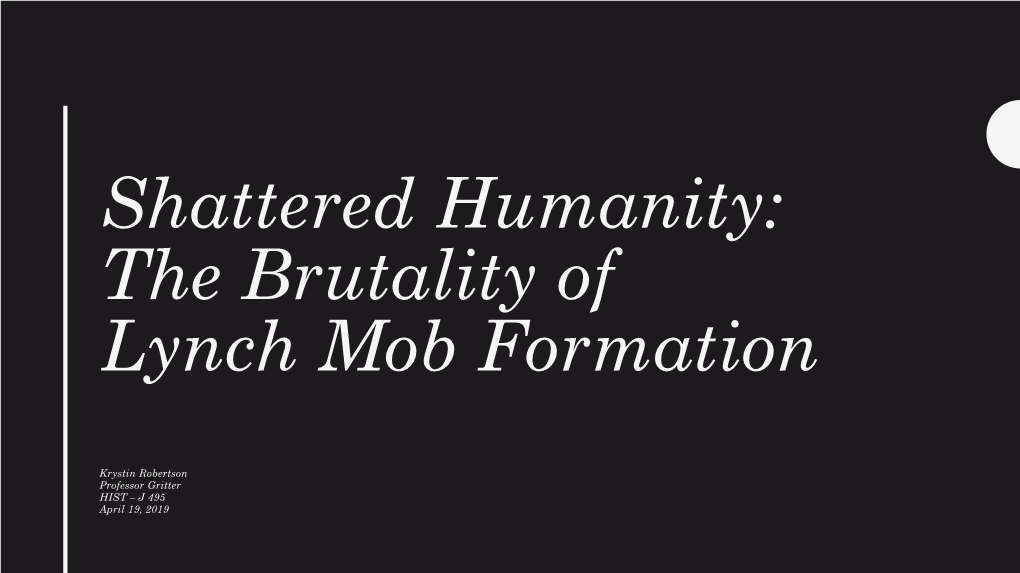 Shattered Humanity: the Brutality of Lynch Mob Formation
