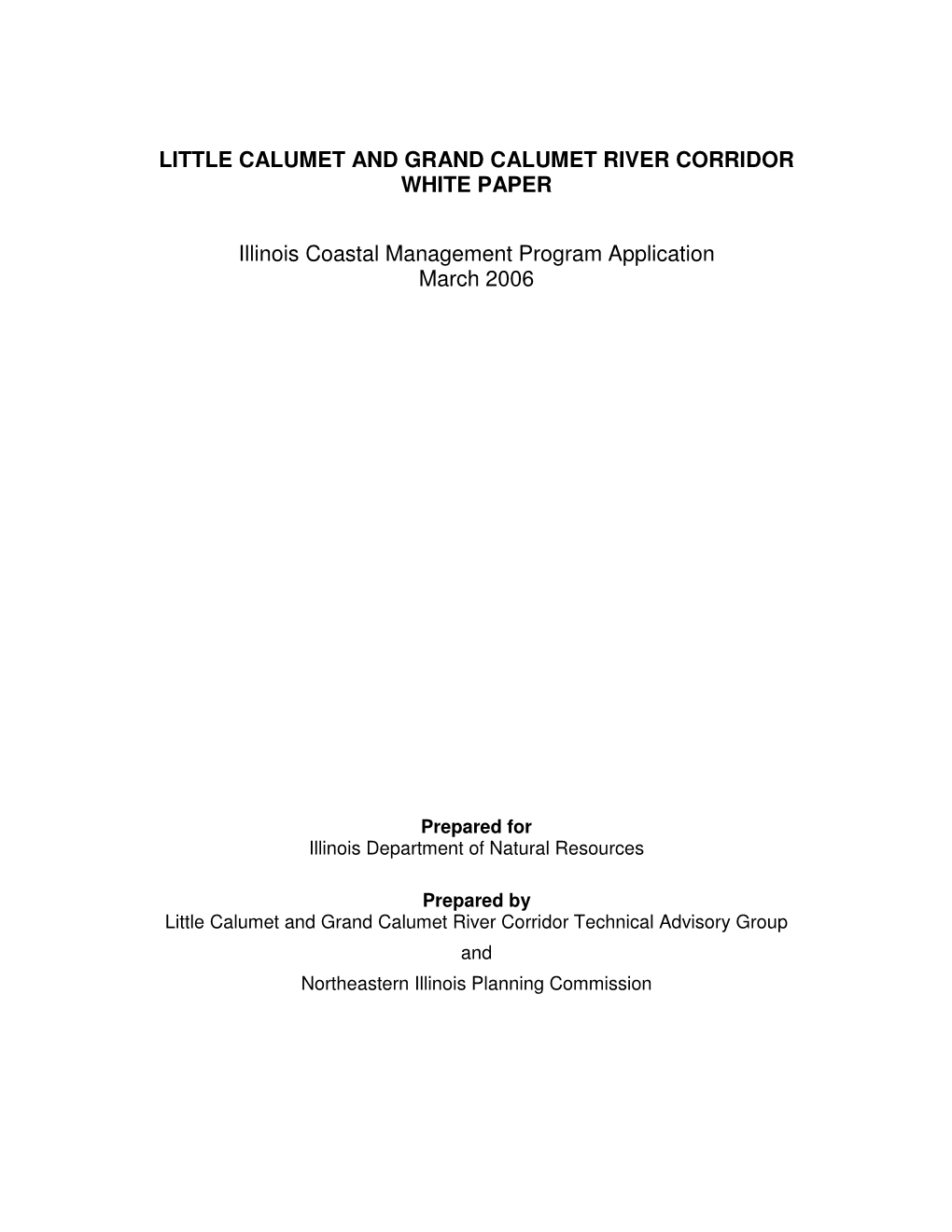 Little Calumet and Grand Calumet River White Paper, Northeastern Illinois Planning Commission