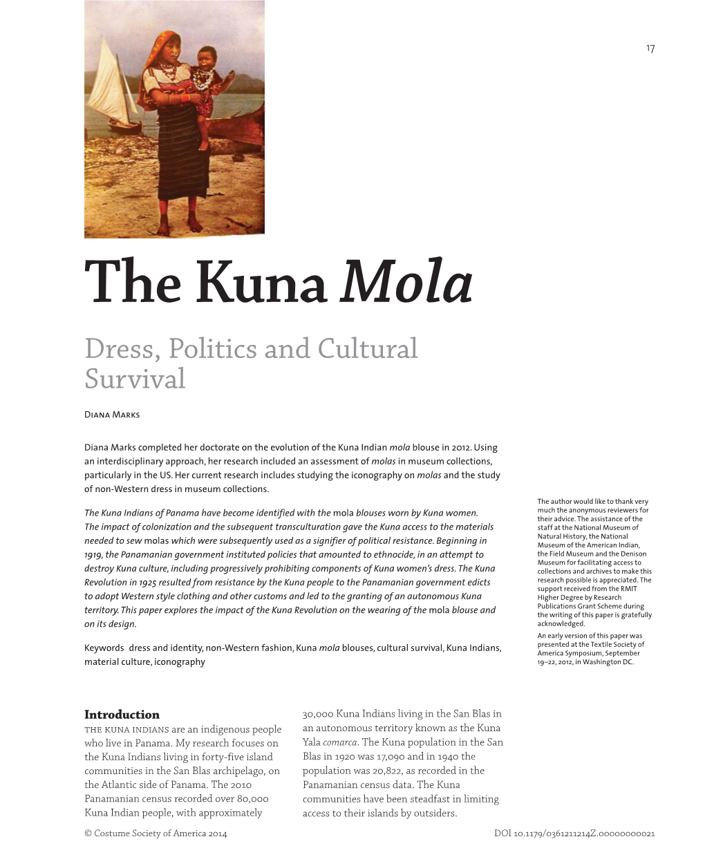 The Kuna Mola Dress, Politics and Cultural Survival