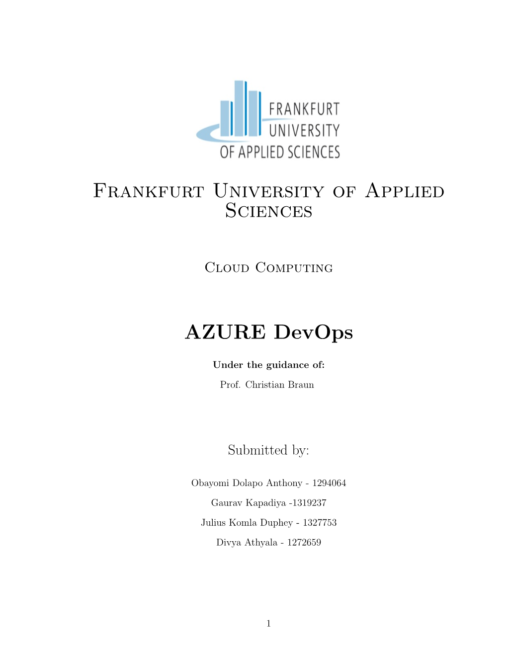 Frankfurt University of Applied Sciences AZURE Devops