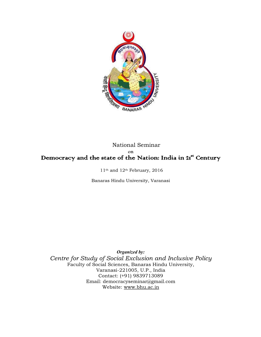 Democracy and the State of the Nation: India in 21St Century