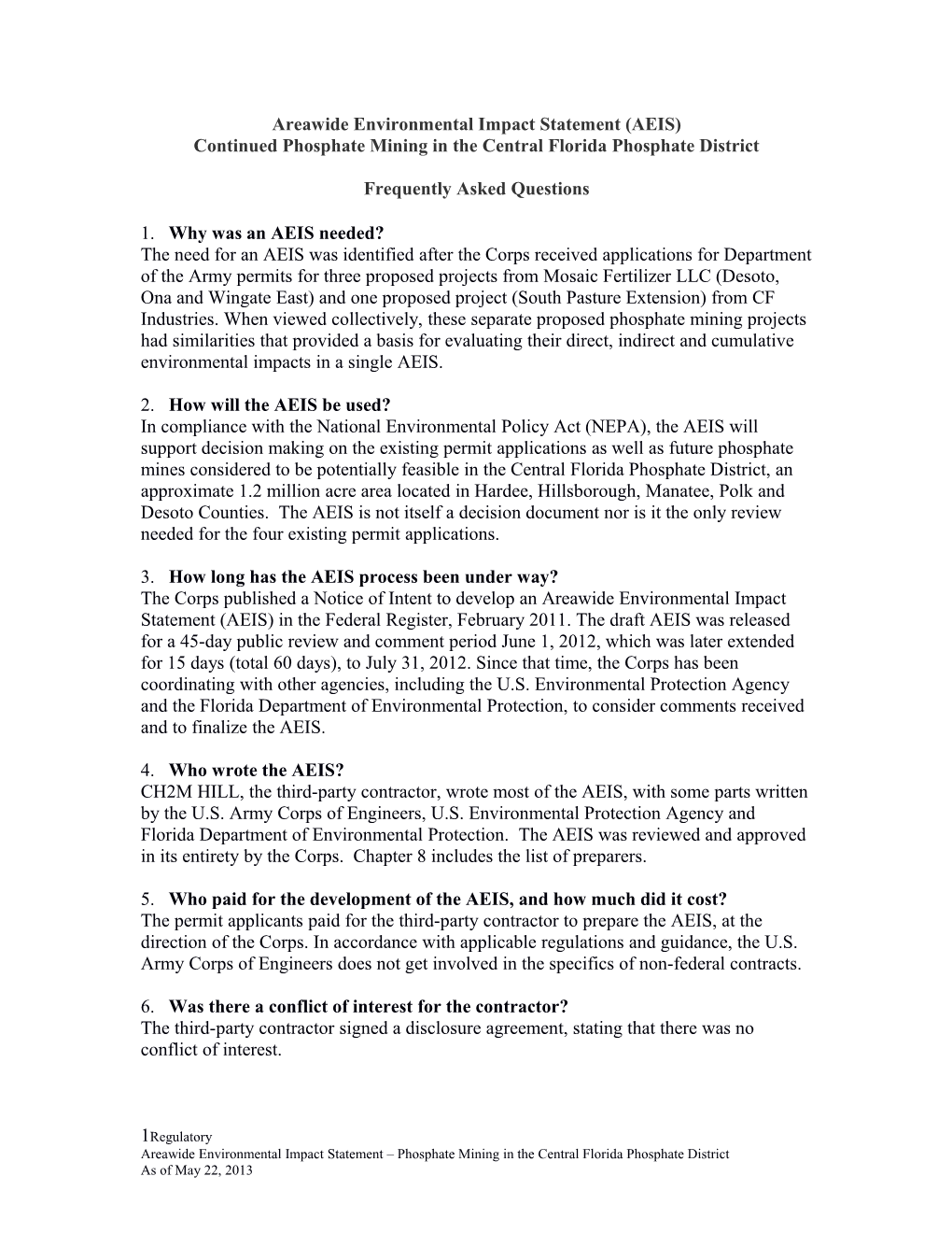 Areawide Environmental Impact Statement (AEIS)