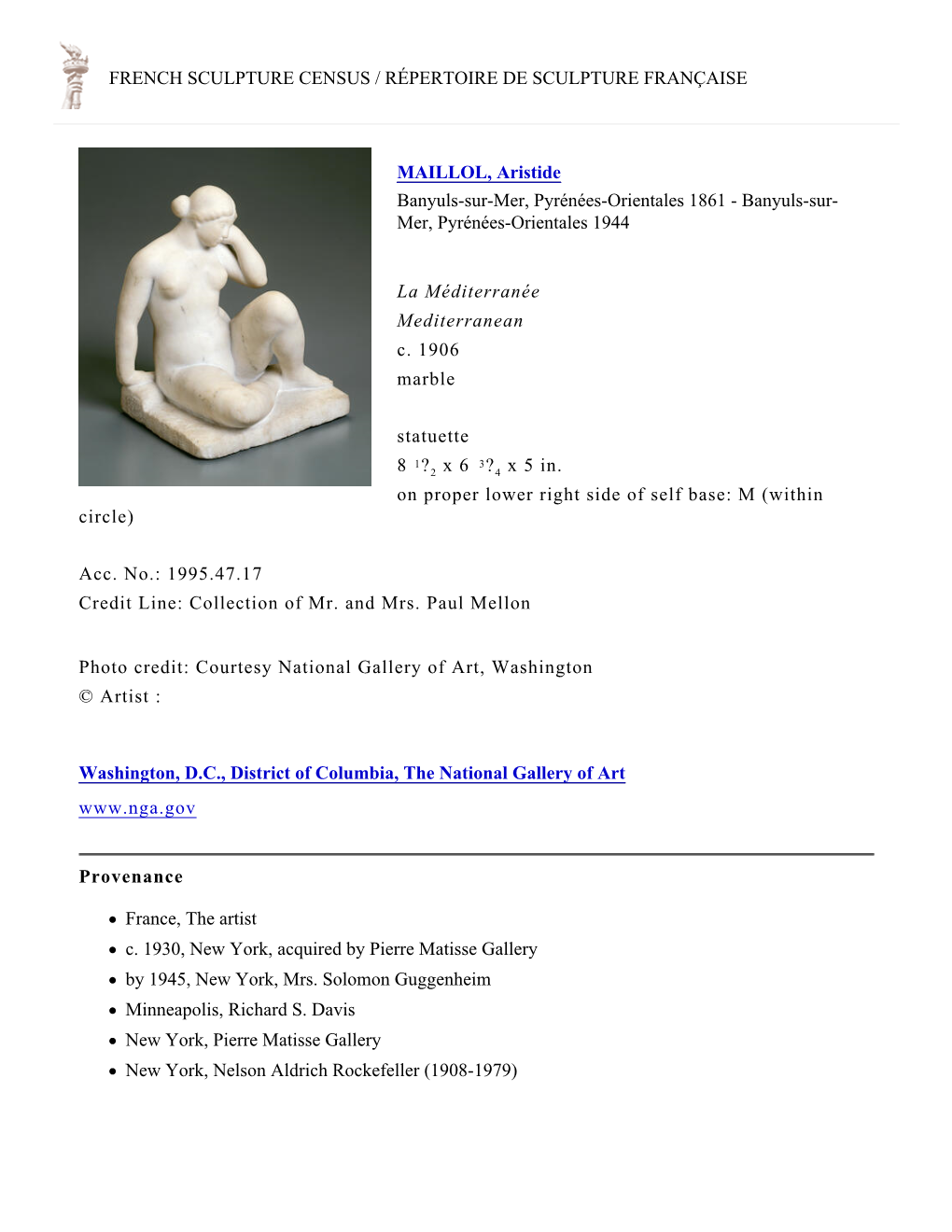 French Sculpture Census / Répertoire De Sculpture Française