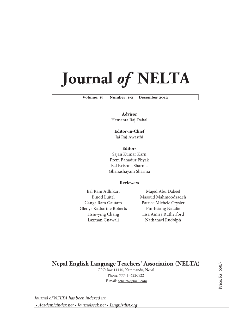 Journal of NELTA
