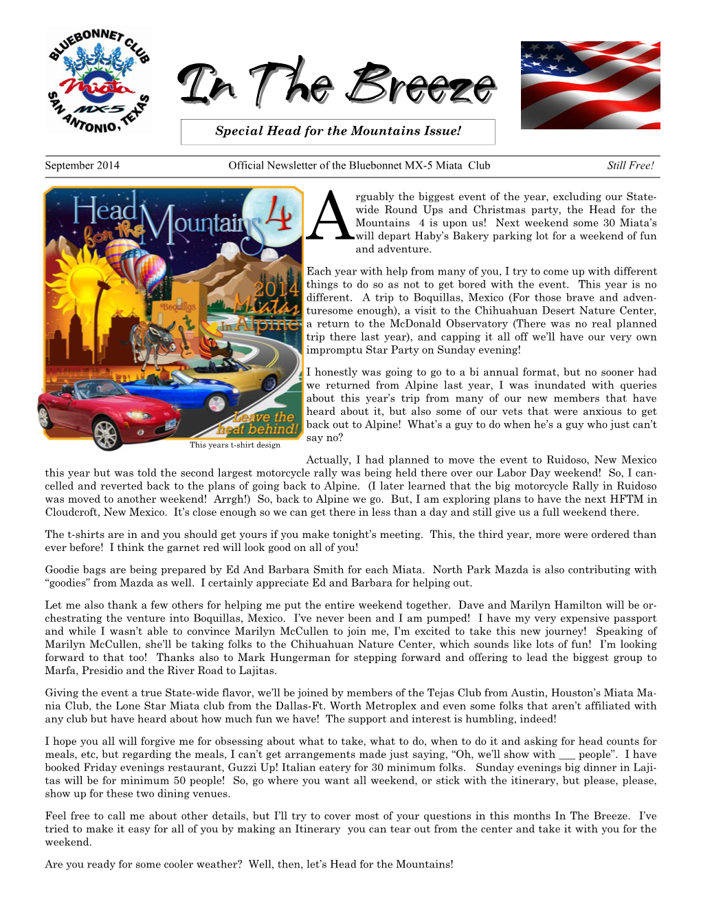 September 2014 Newsletter