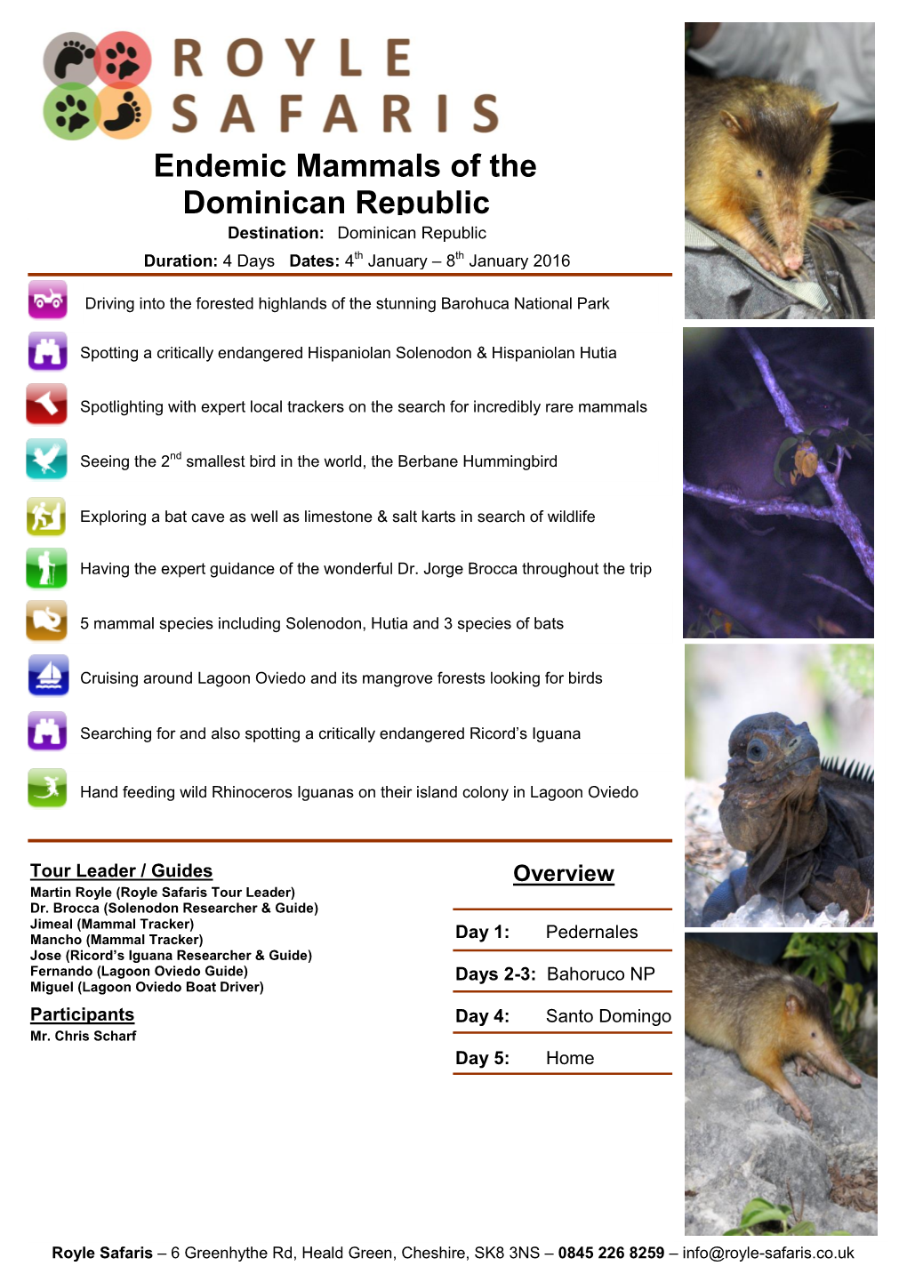 Endemic Mammals of the Dominican Republic - Jan 2016