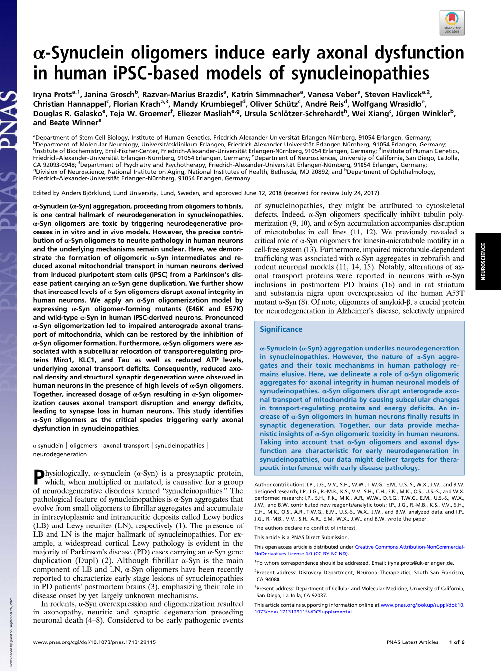 Α-Synuclein Oligomers Induce Early Axonal Dysfunction in Human Ipsc-Based Models of Synucleinopathies