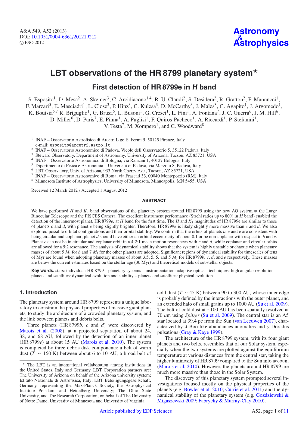 LBT Observations of the HR 8799 Planetary System⋆