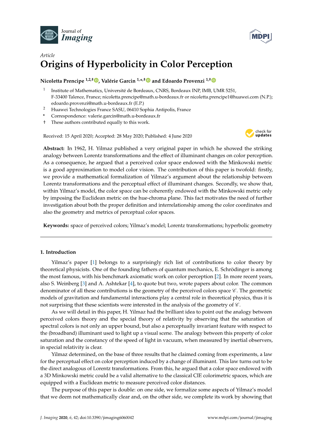 Origins of Hyperbolicity in Color Perception