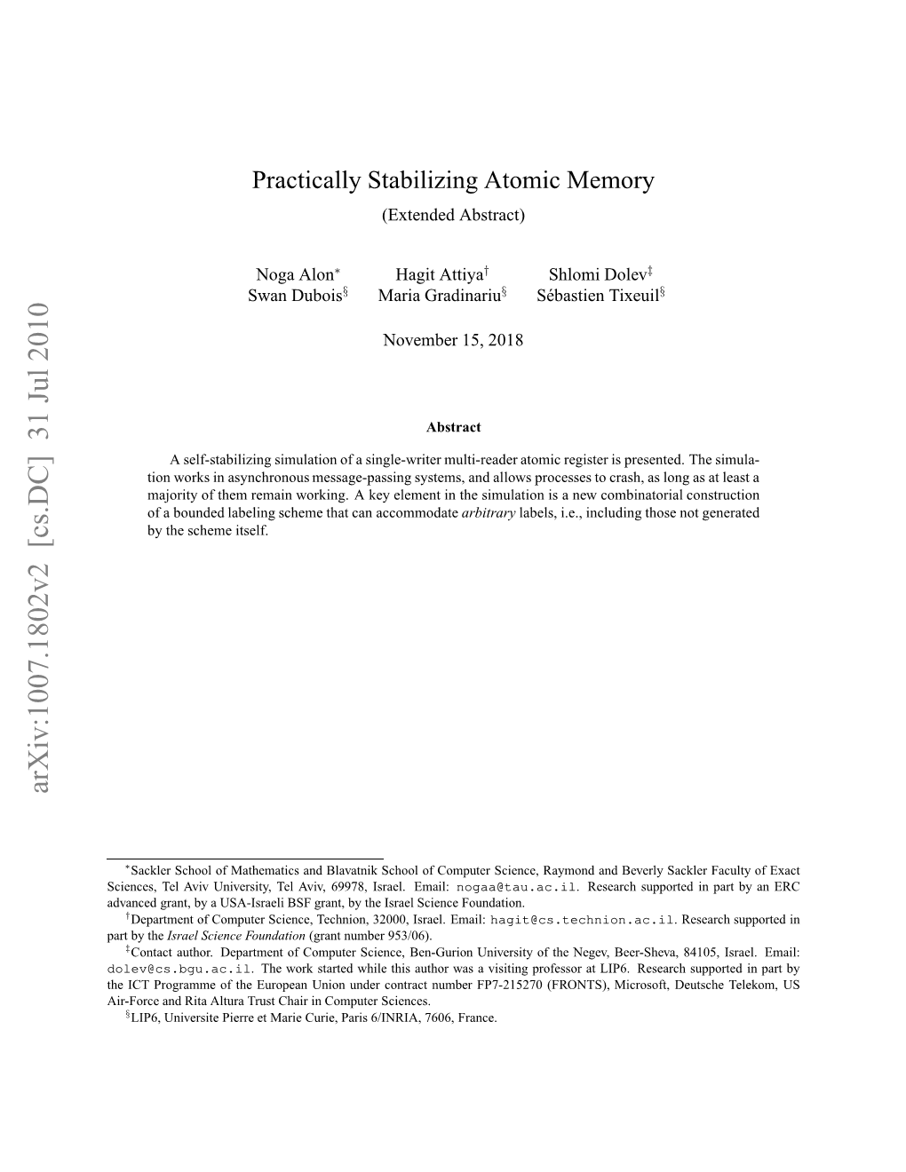 Practically Stabilizing Atomic Memory