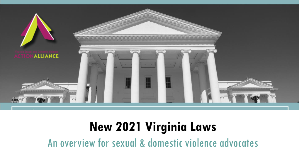 New 2021 Virginia Laws an Overview for Sexual & Domestic Violence Advocates