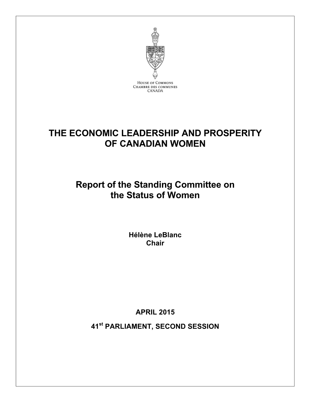 The Economic Leadership and Prosperity of Canadian Women