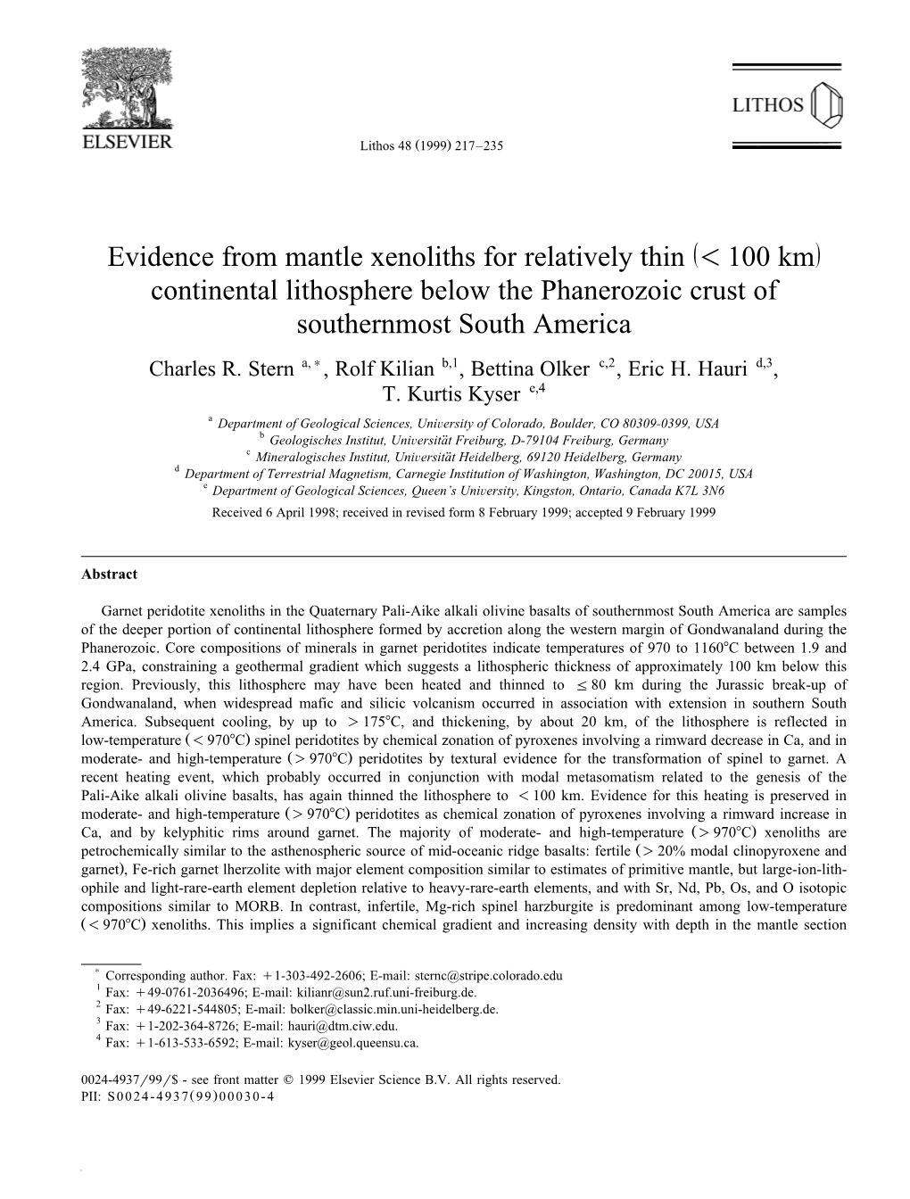 Ž / Evidence from Mantle Xenoliths for Relatively Thin