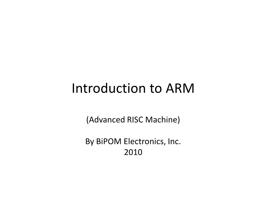 Introduction to ARM