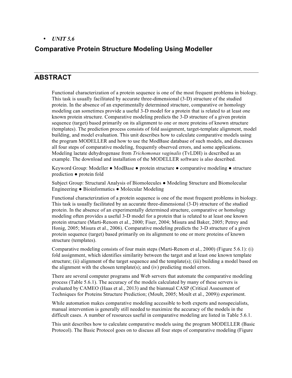 Comparative Protein Structure Modeling Using Modeller ABSTRACT