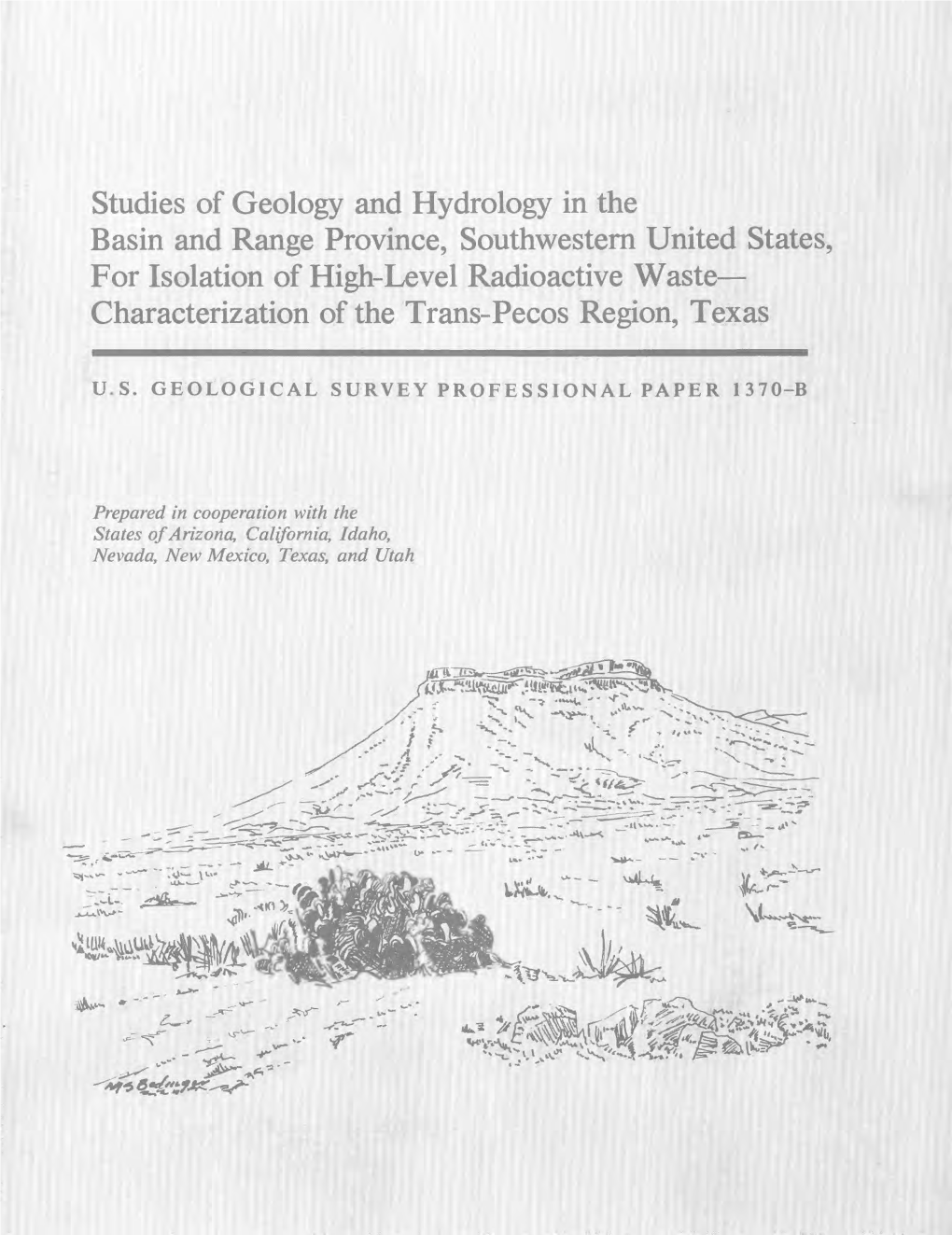 Studies of Geology and Hydrology in the Basin and Range Province