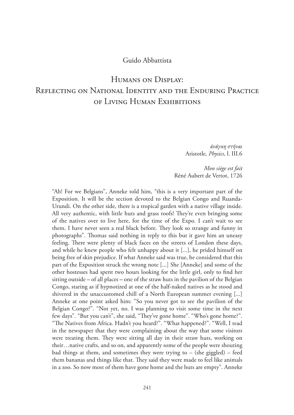 Humans on Display: Reflecting on National Identity and the Enduring Practice of Living Human Exhibitions