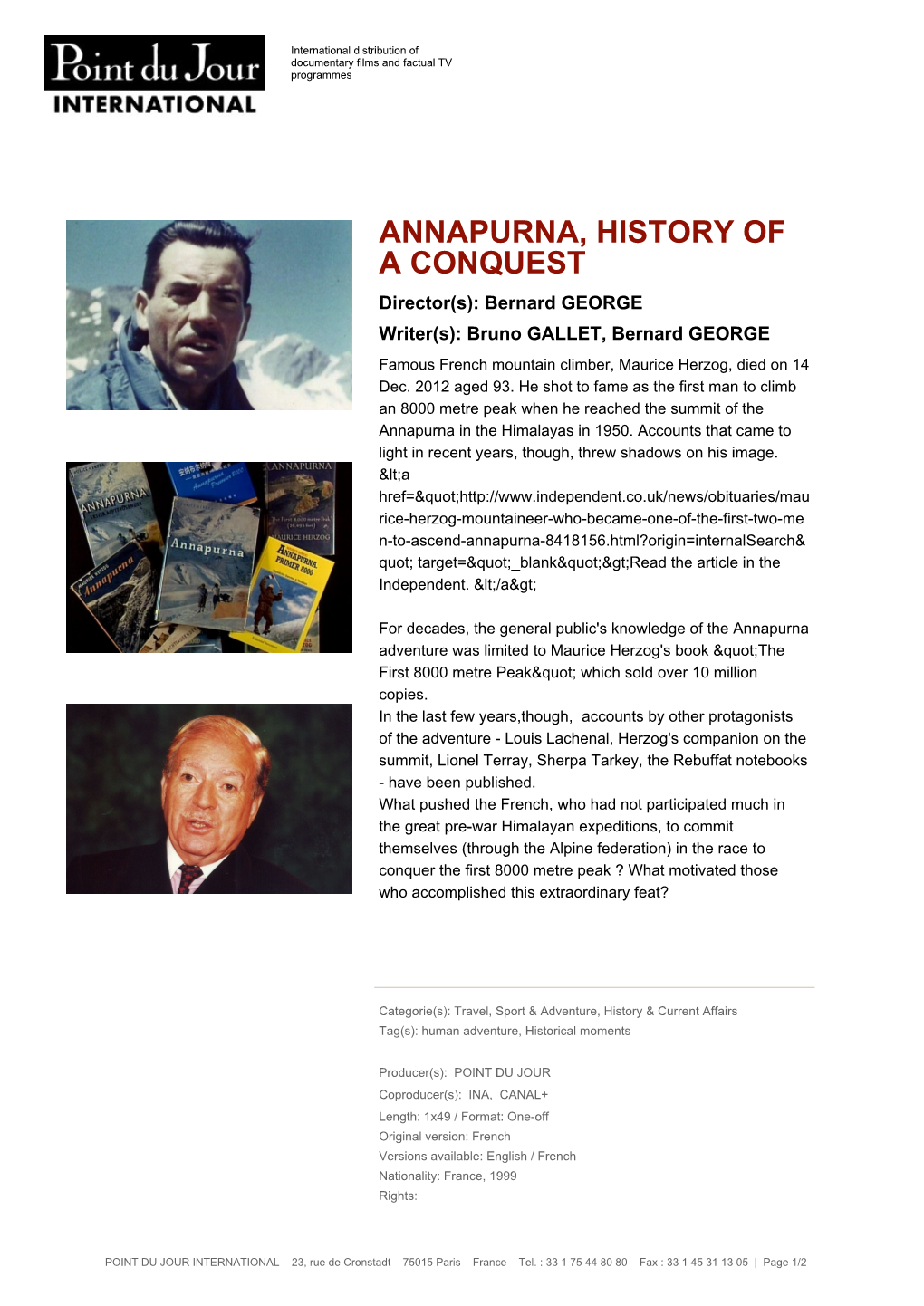 Annapurna, History of a Conquest