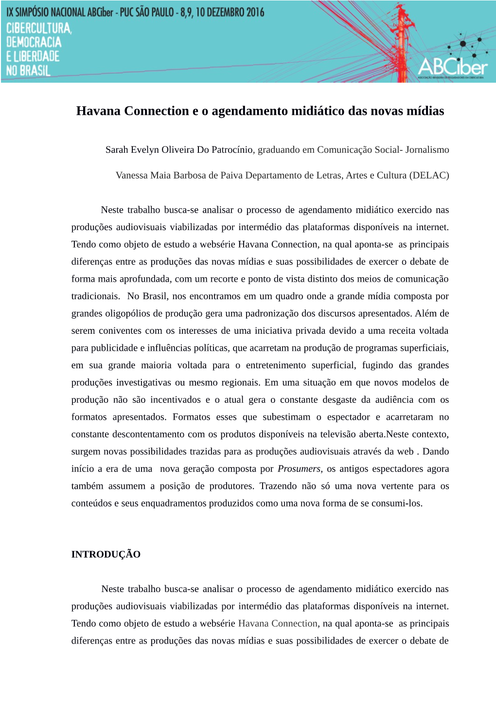 Havana Connection E O Agendamento Midiático Das Novas Mídias