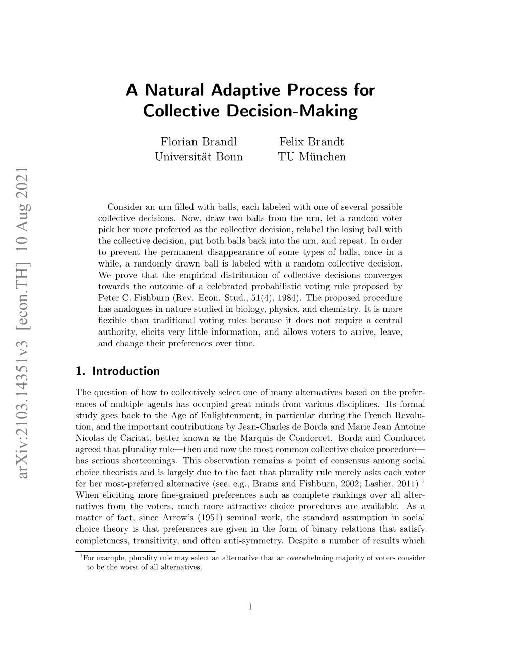 A Natural Adaptive Process for Collective Decision-Making