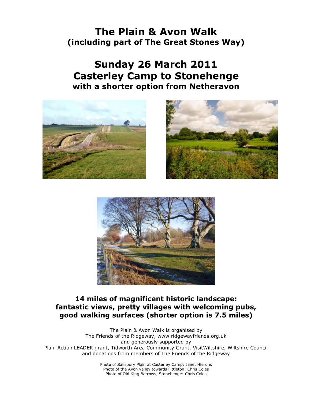 The Plain & Avon Walk Sunday 26 March 2011 Casterley Camp To