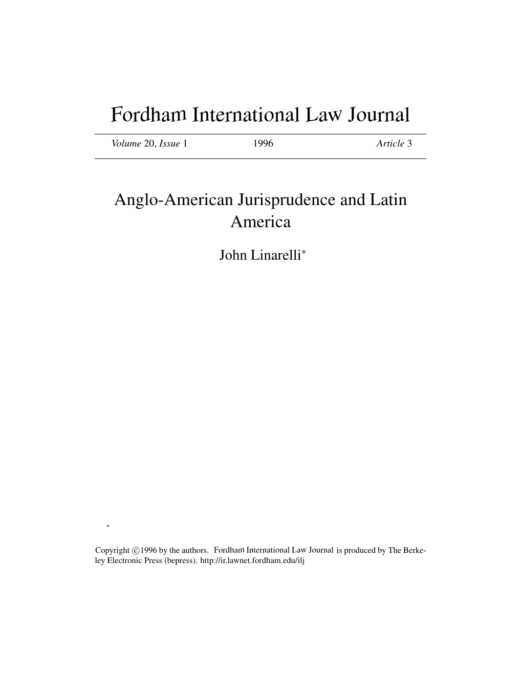 Anglo-American Jurisprudence and Latin America