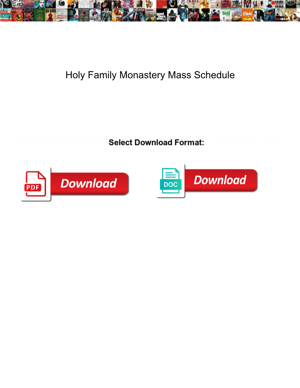 Holy Family Monastery Mass Schedule
