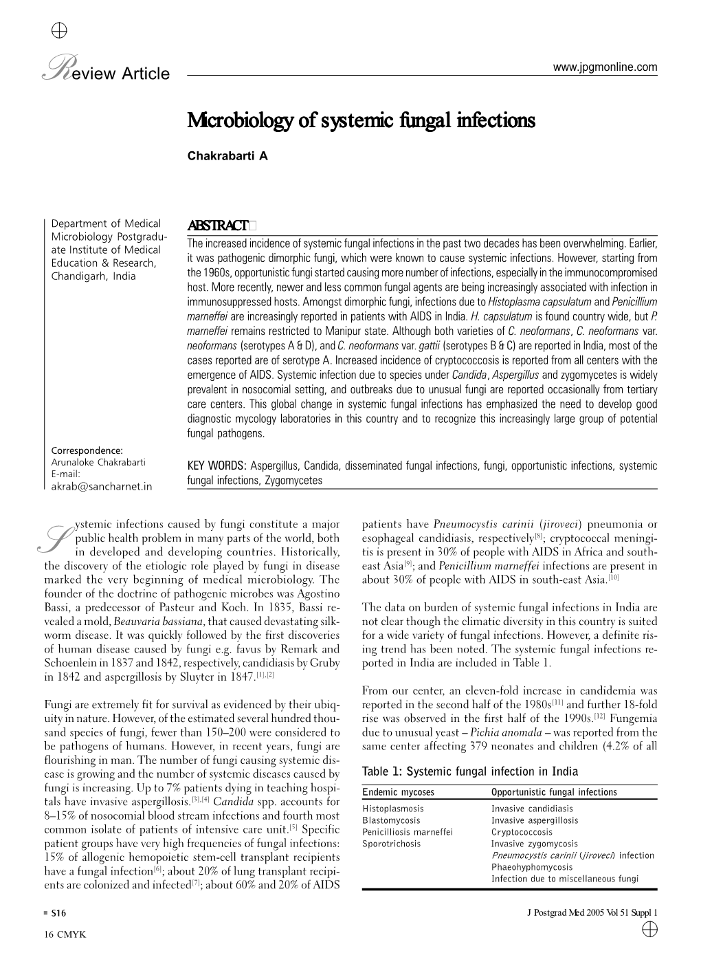 Microbiology of Systemic Fungal Infections