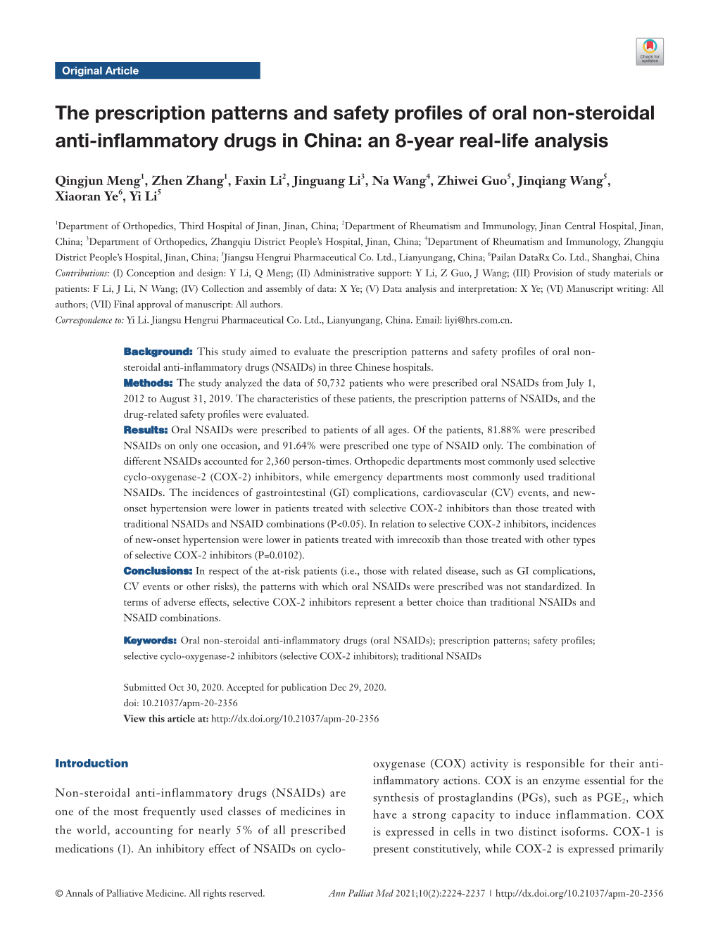 The Prescription Patterns and Safety Profiles of Oral Non-Steroidal Anti-Inflammatory Drugs in China: an 8-Year Real-Life Analysis