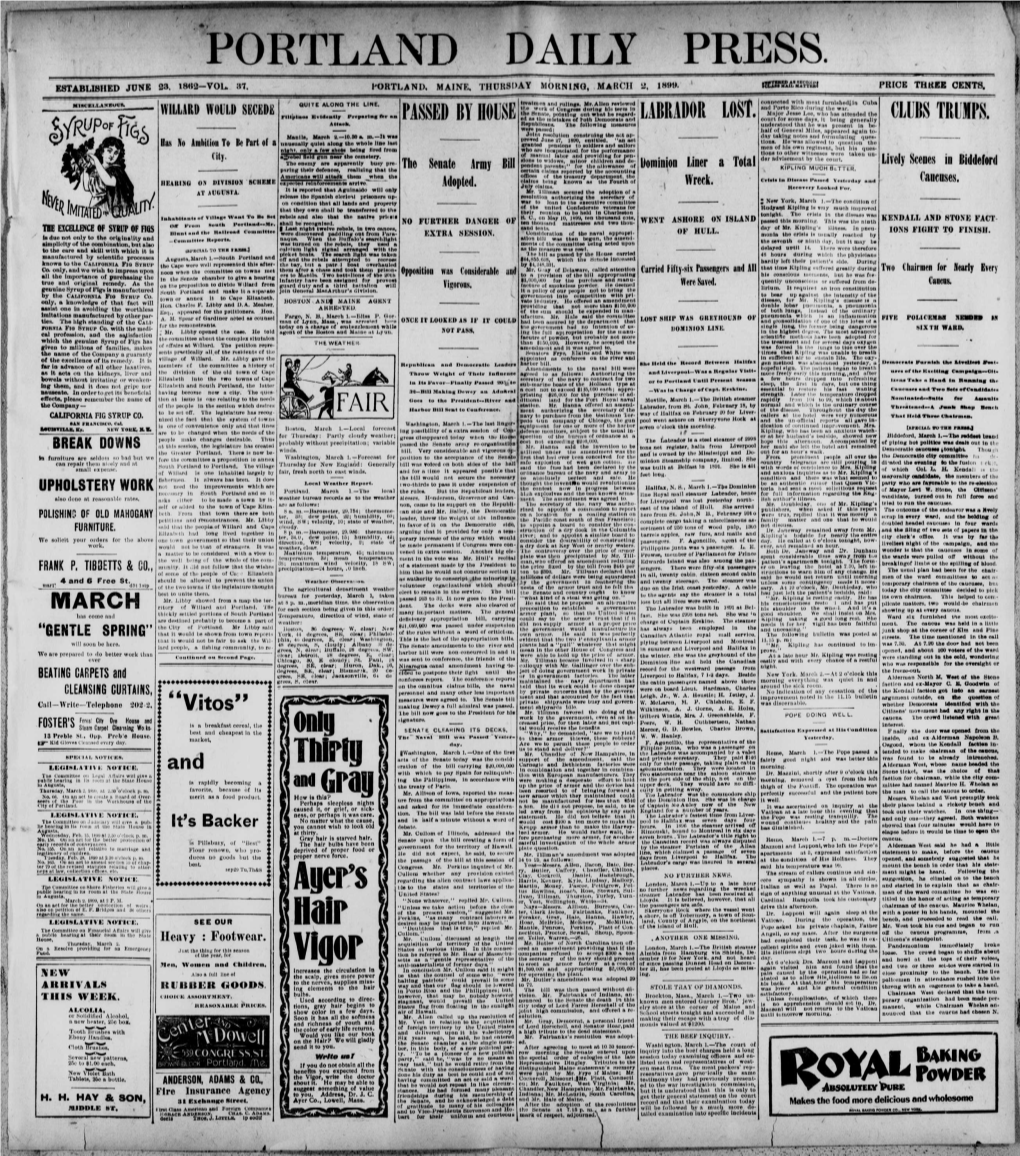Portland Daily Press: March 2, 1899