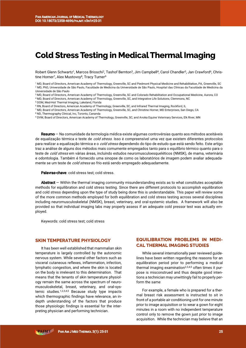 Cold Stress Testing in Medical Thermal Imaging. PAJMT