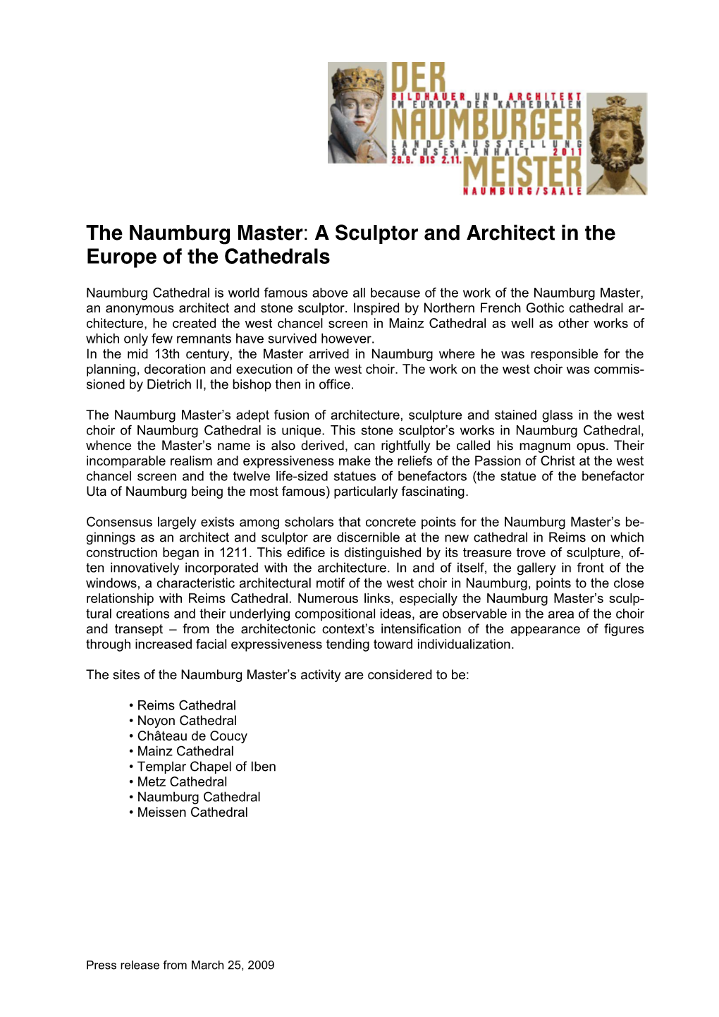 The Naumburg Master: a Sculptor and Architect in the Europe of the Cathedrals