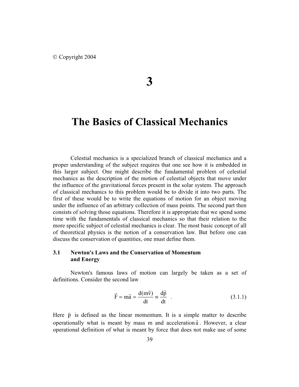 The Basics of Classical Mechanics