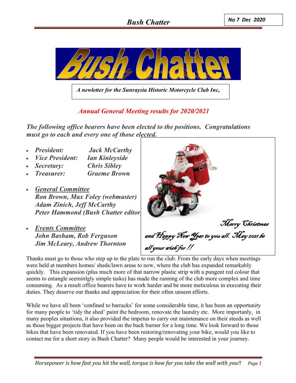 Bush Chatter No 7 Dec 2020