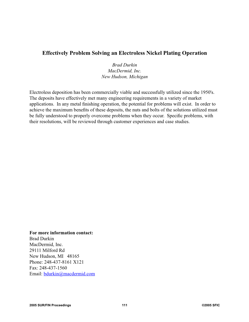 Effectively Problem Solving an Electroless Nickel Plating Operation