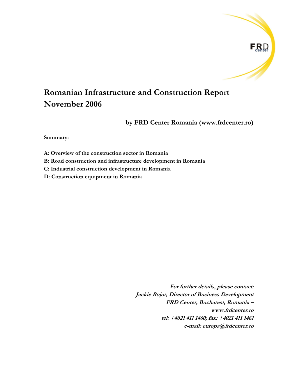 Romania Construction and Infrastructure Development