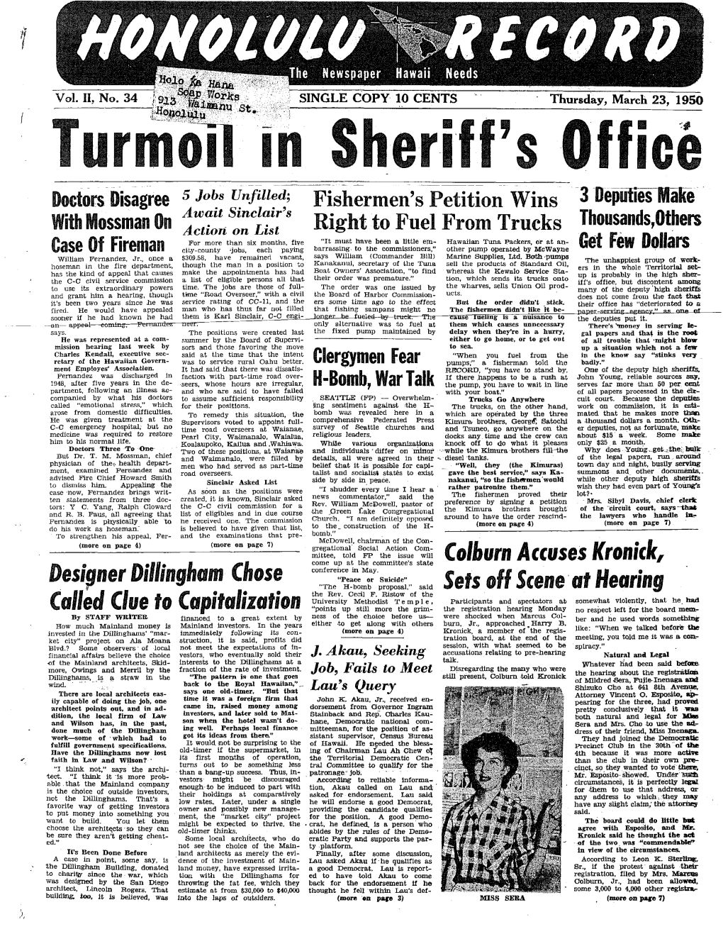 5 Wb St- Turmoil in Sheriff's Office
